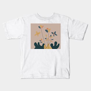 Butterflies in the Park, Minimalist Plant Art Kids T-Shirt
